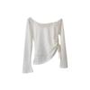 Blusa con Protección Solar para Mujer Verano Manga Larga Camiseta Estilo Puro Deseo Adelgazante Diseño Único Hombro Oblicuo Hombro Hermoso Pequeño Top