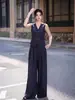 Elegante y casual traje de otoño estilo business de Feiyuan: Conjunto de dos piezas para mujer: chaleco sin mangas con cinturón + pantalón de traje de pierna ancha