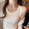 Camisola Pequeña de Verano para Mujer para Usar Exteriormente o Interiormente Estilo Chic Francés Camiseta Básica Negra de Tirantes Anchos Espalda Hermosa