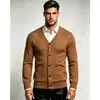 2026 Comercio Exterior Transfronterizo Otoño e Invierno Suéter Cardigan de Color Sólido con Cuello en V para Hombre Ropa de Punto Ajustada Casual Chaqueta para Hombre