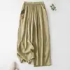 Primavera/Verano 2026 Nuevo Bordado Pesado Estilo Artístico Elegante Pantalones Rectos Fluidos de Doble Capa Cintura Elástica Delgada Pantalones de Pierna Ancha