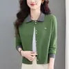 Nuevo cárdigan de punto con bloques de color y solapa estilo coreano Otoño/Invierno 2026, suéter top de lana suave elegante para mujer con botones delicados