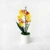 Fornecido diretamente pelo fabricante, bonsai de orquídea Phalaenopsis artificial com 5 flores para fotografia, decoração de local de casamento, ornamentos de plantas em vaso com flores artificiais