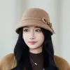 Sombrero de pescador de lana para mujer para otoño e invierno, cálido y versátil, elegante sombrero de pescador francés que hace que la cara se vea más pequeña, sombrero de lana