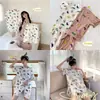 Pijama de Verano de Manga Corta para Mujer Pequeño Dinosaurio Dibujos Animados Lindos Niña Dulce Delgado Fresco Ropa de Casa de Verano