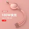 Cabo de Carregamento Retrátil 3 em 1 Super Rápido Adequado para Huawei, Android e Apple 6A, Venda Direta da Fábrica