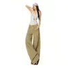 OOTD do 26º Dia!|Primavera 2026 Novo Macacão Khaki Jeans Wide-Leg Design Solto Calça Cimitarra