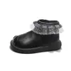 Botas de cuero para niñas estilo coreano, botines Chelsea infantiles de otoño, botines sencillos estilo princesa con ribete de encaje, zapatos de bebé, botines