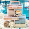 Caja de Almacenamiento para Equipo de Natación Bnbs Caja de Almacenamiento con Compartimentos Separados Transparentes Impermeable y a Prueba de Humedad con Asa