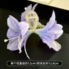 Pinza para el Cabello de Flor de Lirio Grande Tridimensional, Ultra-Hada y Hermosa, Diseño Realista de Plástico Blanco de Tres Flores, Pinza para el Cabello Azul Profundo de Doble Cara, Realza el Ambiente