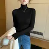 Camiseta Base de Modal de Cuello Alto para Mujer, Adecuada para Primavera, Otoño e Invierno, Estilo Delgado, Elegante Camiseta de Manga Larga, Para Usar en Capas con un Cuello Alto