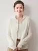 Cárdigan con capucha y cremallera 100% cachemira pura, nuevo estilo otoño/invierno, suéter de punto trenzado, corte holgado, efecto adelgazante
