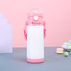 Caneca Térmica Infantil para Transferência de Calor com Alça Portátil Garrafa de Água com Tampa de Pressão e Canudo Retrátil Garrafa de Água para Bebê Personalizável DIY Portátil