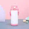 Tetera de dibujos animados para niños tapa abatible vaso con boquilla correa portátil vaso deportivo taza térmica de acero inoxidable personalización de regalo