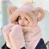 Gorro de Lana Tejido Cálido para Otoño e Invierno para Mujer, Gorro con Protección para los Oídos para Mamá Ciclista, Gorro Integrado con Bufanda, A Prueba de Frío