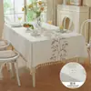 Toalha de Mesa Bordada de Algodão e Linho de Alta Qualidade Floral à Prova d'Água para Mesa de Jantar Simples Moderna para Mesa de Centro Capa de Mesa