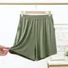 Calça Bermuda Modal Verão Estilo Coreano 2022 Bolso Externo Fina para Casa Pijama Calça Larga Tamanho Grande Perna Larga