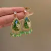 Pendientes Vintage de Plata con Flores de Gota de Agua de Resina y Borlas, Pendientes de Estilo Étnico Retro con un Diseño Único