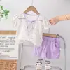 2024 Nuevo Conjunto de Dos Piezas para Niñas de Verano: Cárdigan de Tirantes Finos, Manga Corta, Pantalones Cortos Casuales de Algodón, Venta al por Mayor