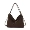 Bolsa tote vintage de camurça da moda para outono, bolsa de ombro estampada de leopardo de grande capacidade, bolsa transversal versátil para o dia a dia