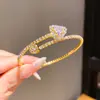 Pulsera Abrible de Zirconia Cúbica Estilo Coreano Corazón Nudo de Bambú Geométrico Pulsera de Lujo Ligero Sensación de Alta Gama Sentido de Diseño Joyería de Mano de Nicho Venta al por Mayor