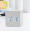 Reloj LED de madera creativo controlado por voz reloj despertador de madera multifuncional regalo para estudiantes reloj electrónico reloj de mesa fabricantes venta al por mayor
