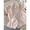 Pijama de Algodão Nuvem Feminino Primavera e Outono Ponto Francês Renda Cadarço Manga Longa Conjunto Roupa de Casa Doce Atacado Transfronteiriço