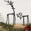 Conjunto de 2 Estátuas de Rena Pretas, figuras de Natal em liga, estátuas de rena pretas