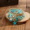 Pulseira Boêmia Nova de Estrela do Mar com Cristal Multicamadas Estilo Étnico Retrô Conjunto de Pulseiras de Contas DIY para Beira-Mar