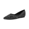 Zapatos Planos Weiwei Lady 828-1 de Punta Estilo Francés para Mujer, con Pedrería, Mocasines de Corte Bajo, Elegantes Zapatos Inspirados en Chanel