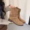 Botines Gruesos de Mujer Estilo Retro, Nuevo Estilo Primavera y Otoño 2026, Versátiles y Elegantes, Moda Británica Maillard Vaquera Occidental