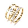 Anillo de Acero de Titanio de Alta Gama de Lujo Ligero Europeo y Americano Juego de Tres Piezas Acero Inoxidable Nicho No se Desvanece Anillo de Zirconia Venta al por Mayor en Stock