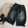 Calça Jeans Maibao para Meninos 2026 Inverno Novo Estilo Patchwork Infantil Plus Veludo Calça Casual Versátil para Bebê Dropshipping