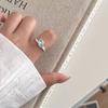 Anillo de línea de circón azul frío con textura, diseño de nicho, de alto nivel, versátil, abierto, para mujer, para el dedo de comida