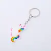 Chaveiro de unicórnio de desenho animado da Amazon, pingente de cavalo arco-íris de borracha macia em PVC, joia, pequeno presente, brinquedo em estoque