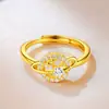 Anel Planeta Estilo Doce Cool Coreano Nicho High-End Fashionável Anel Coração Resistente à Cor Versátil para o Dia a Dia para Mulheres