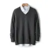 Suéter Baicai Rong Outono/Inverno Novo 100% Lã Pura Masculino Gola V Manga Longa Pulôver Malha Camada Base Top
