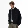 Chaqueta de mezclilla con solapas de colorblock estilo retro americano para hombre, chaqueta de mezclilla de trabajo holgada de moda para primavera y otoño para hombre