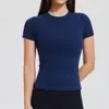 Camiseta Estilo Americano Kendou para Mulheres, Corte Justo, Versátil de Manga Curta Elástico Fitness Yoga, Roupa Básica Feminina