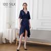 Saia Nova Transfronteiriça 100% Seda de Amoreira, Saia Bainha Larga de Seda de Alta Qualidade Folha de Lótus, Vestido de Seda Feminino com Modelagem Emagrecedora na Cintura