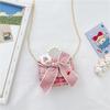 Bolsa de Corrente Estilo Princesa Chanel, Bolsa de Mão com Acessórios de Pérolas Bebê, Bolsa de Ombro Fofa de Menina com Laço, Bolsa de Mão