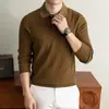 Nuevo suéter de punto para hombre con cuello camisero y cierre de media botonadura, estilo casual de negocios clásico europeo y americano, suministro transfronterizo