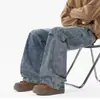 Jeans anchos lavados con efecto desgastado para hombre, pantalones casuales versátiles de corte holgado estilo retro, modernos para el trabajo y la moda