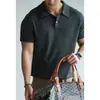 Camisa Polo Tricotada com Fio Texturizado de Mistura de Tencel e Linho Calibre 12 Masculina Verão 2026 Camiseta Casual de Manga Curta