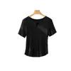 Camiseta de Manga Corta para Mujer Primavera/Verano 2026 de Lana Tencel, Cuello Pequeño, Corte Entallado, Ligera, Tratamiento Antibacteriano 5A