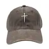 Popular Gorra de Béisbol Lavada con Cruz de Fe Bordada, Gorra de Béisbol de Piel Sintética para Hombres y Mujeres, Gorra de Pico para Protección Solar al Aire Libre