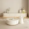 Mueble de TV tipo crema para sala de estar, combinación moderna minimalista para apartamentos pequeños, nuevo modelo 2026, mueble de TV blanco de pie