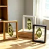 Marco de fotos de cristal de doble cara con tallado de hoja marco vacío 67810 pulgadas marco cuadrado para exhibir hojas marco de fotos de madera estilo europeo marco vacío