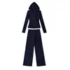 Ropa de Mujer Transfronteriza al por Mayor Otoño e Invierno Nuevo Estilo Europeo y Americano Felpa Deportiva con Cremallera Cepillada Chaqueta Conjunto de Pantalones de Chándal de Cintura Alta