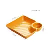 Plato de plástico estilo japonés para dumplings con platillo para vinagre escurridor plato casero para dumplings postre postre plato para sushi repostería comercial al por mayor